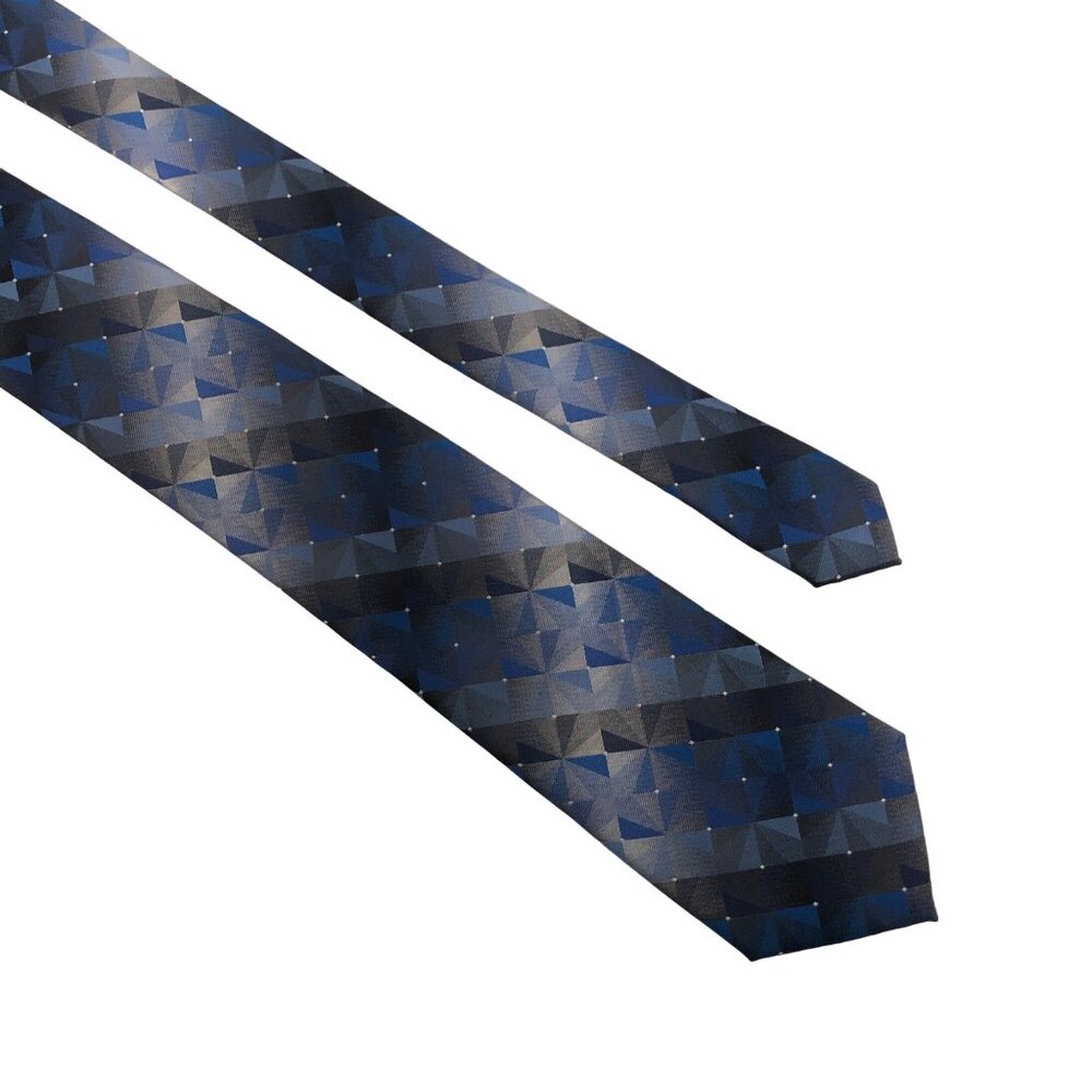Van Heusen Tie Blue Gray Geometric Polyester Mens Necktie Office Work Formal